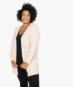 GEMO Gilet femme mi-long avec perles sur les manches Beige