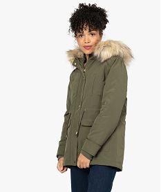 parka femme matelassee avec capuche a bords amovibles vertB014901_1