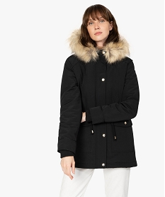 parka femme matelassee avec capuche a bords amovibles noirB015001_1