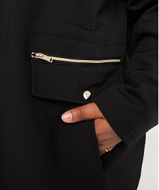manteau femme a capuche fantaisie et details metalliques noirB015101_2
