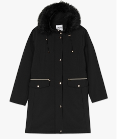 manteau femme a capuche fantaisie et details metalliques noirB015101_4