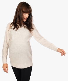 pull femme special grossesse avec encolure boutonnee beige pulls et sweatsB018601_1