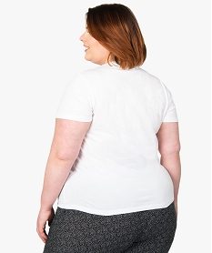 tee-shirt femme grande taille a manches courtes et col v blanc t-shirts en cotonB023901_3