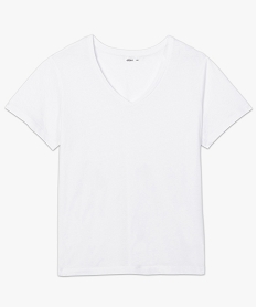 tee-shirt femme grande taille a manches courtes et col v blanc t-shirts en cotonB023901_4