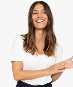 tee-shirt femme a col v et manches courtes blanc t-shirts manches courtesB024301_2
