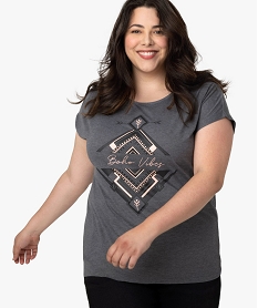 tee-shirt femme grande taille a manches courtes a motifs grisB026101_1