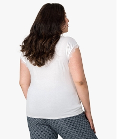 tee-shirt femme grande taille sans manches avec finitions dentelle beigeB028301_3