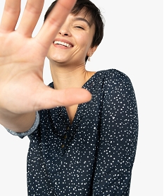 GEMO Tee-shirt femme imprimé à manches 34 en polyester recyclé Imprimé