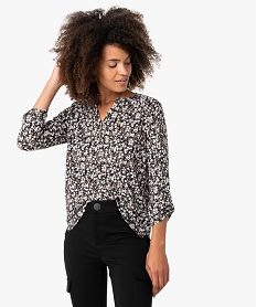 GEMO Tee-shirt femme imprimé à manches 34 en polyester recyclé Imprimé
