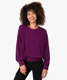 pull femme en maille plissee extensible violetB033701_1