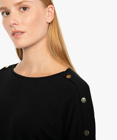tee-shirt femme a manches longues avec boutons sur les epaules noir t-shirts manches longuesB034201_2