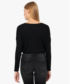 tee-shirt femme a manches longues avec boutons sur les epaules noir t-shirts manches longuesB034201_3