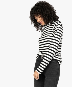 GEMO Pull femme imprimé en maille fine avec col roulé Imprimé