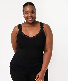 GEMO Débardeur femme grande taille avec bretelles dentelle noir standard