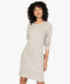 GEMO Robe femme en maille à motifs tachetés Imprimé