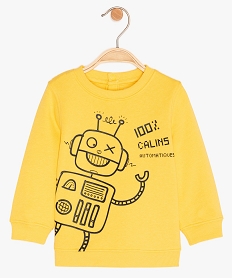 sweat bebe garcon molletonne contenant du coton bio jaune sweatsB037901_1