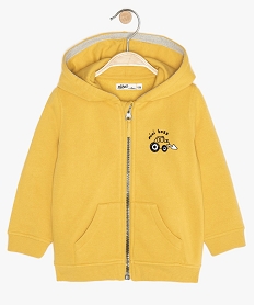 sweat bebe garcon avec capuche et fermeture zippee jauneB038901_1