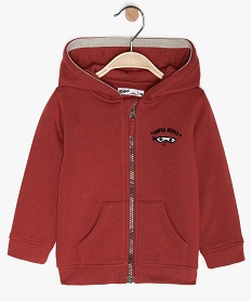 GEMO Sweat bébé garçon avec capuche et fermeture zippée Rouge