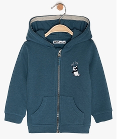 sweat bebe garcon avec capuche et fermeture zippee bleu sweatsB039101_1