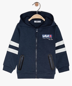 sweat bebe garcon zippe en jersey double - lulu castagnette bleuB039201_1