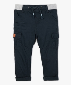 pantalon coupe cargo double avec taille elastique bebe garcon bleu pantalonsB040701_1