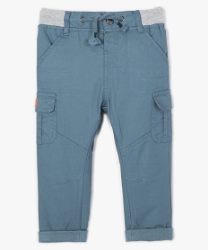 pantalon coupe cargo double avec taille elastique bebe garcon bleu pantalonsB041001_1