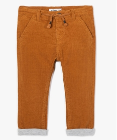 GEMO Pantalon bébé garçon en velours doublé jersey Orange