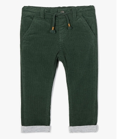 GEMO Pantalon bébé garçon en velours doublé jersey Vert