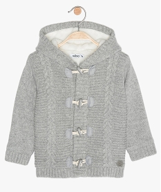 gilet bebe garcon double velours avec capuche gris giletsB045001_1