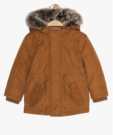 blouson bebe garcon double sherpa avec capuche orange manteauxB045301_1