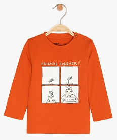 tee-shirt bebe garcon imprime fantaisie orange tee-shirts manches longuesB046601_1