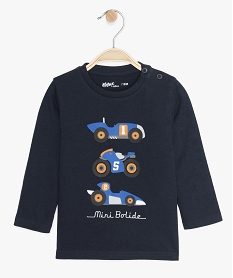 tee-shirt bebe garcon imprime fantaisie bleu tee-shirts manches longuesB046801_1