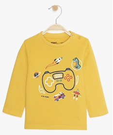 tee-shirt bebe garcon imprime fantaisie jaune tee-shirts manches longuesB047001_1