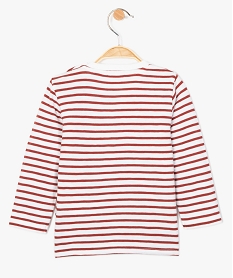 tee-shirt bebe garcon en coton bio a rayures et motif anime pieuvre rougeB047501_2