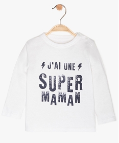 GEMO Tee-shirt bébé garçon à manches longues avec inscription blanc vif