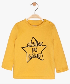 GEMO Tee-shirt bébé garçon à manches longues avec inscription beige standard