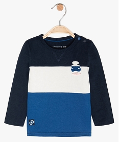 tee-shirt bebe garcon tricolore a manches longues – lulu castagnette bleu tee-shirts manches longuesB048301_1