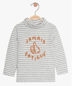 GEMO Tee-shirt bébé garçon à manches longues et col roulé Gris