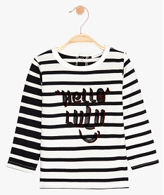 GEMO Tee-shirt bébé garçon rayé à manches longues – Lulu Castagnette kaki chine