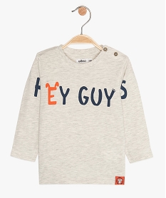 GEMO Tee-shirt bébé garçon à manches longues avec inscription beige chine