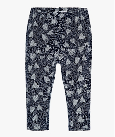 GEMO Legging long en coton stretch bébé fille imprimé cœurs et pois Bleu