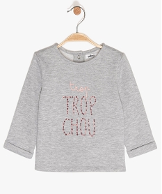 GEMO Sweat bébé fille molletonné avec inscription sur l’avant Gris