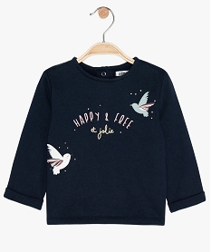 sweat bebe fille molletonne avec inscription sur lavant bleuB050501_1