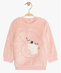 sweat bebe fille en maille peluche avec motif animal koalas rose sweatsB050901_1