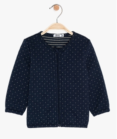 sweat bebe fille zippe et matelasse avec details brillants bleuB051101_1