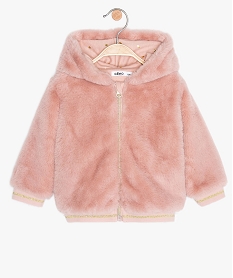 sweat bebe fille zippe a capuche en fourrure imitation rose sweatsB051401_1