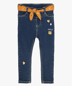 GEMO Jean bébé fille skinny avec ceinture à nouer Gris