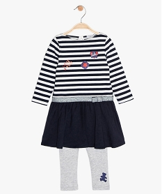 GEMO Ensemble 2 pièces bébé fille : robe + leggings – Lulu Castagnette Multicolore