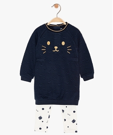 GEMO Ensemble bébé fille (2 pièces) : robe sweat et legging Imprimé