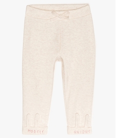 GEMO Pantalon bébé fille en maille avec bas de jambe fantaisie Beige